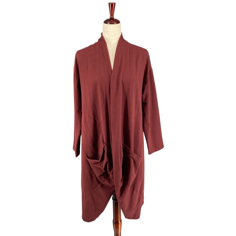 Lands Down Under Cocoon Wrap Sweater Womens‎ M Maroon Made in Italy